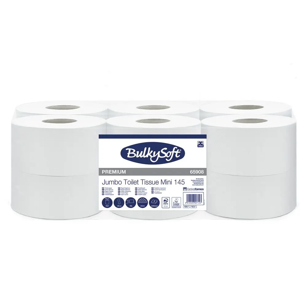 Toilettenpapier Mini-Jumbo BulkySoft 65908 2-lagig 12 Rollen