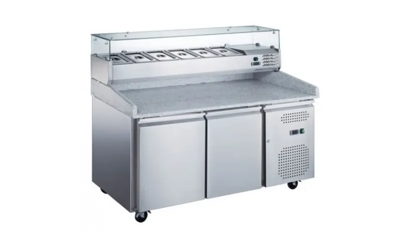Edelstahl Pizzakühltheke 2 Türen