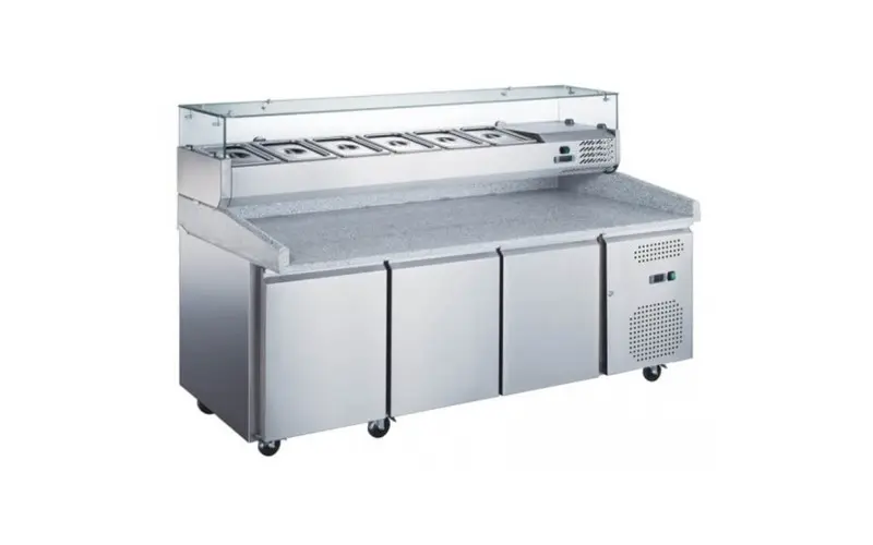 Gekoelde pizzatafel inox 3 deuren