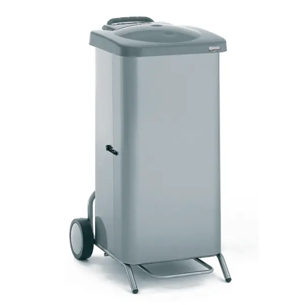 Tournus Mobile waste bin with stainless steel casing foot-operated lid, for 70 litre bags