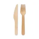 Holzbesteck-Set + weiße Serviette 3/1 - 250 pcs