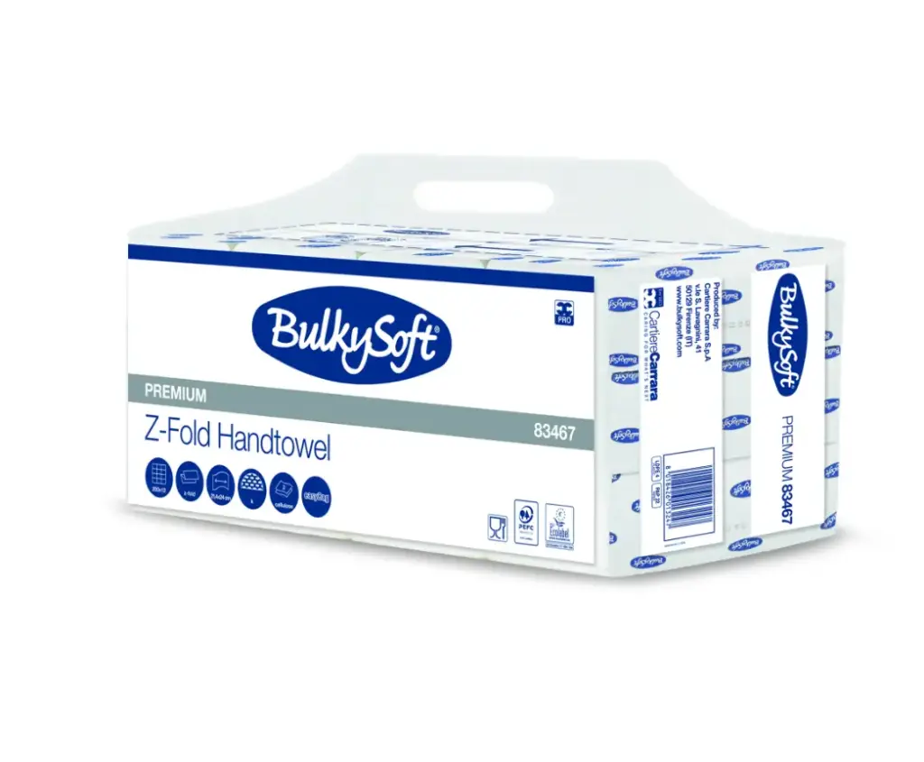 Zigzag handdoekpapier Easy Bag BulkySoft Premium 21,5x24 cm 2 lagen Z-vouw 83467